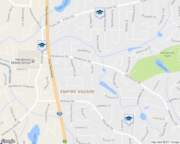 map of restaurants, bars, coffee shops, grocery stores, and more near 2690 Lake Road in Tucker