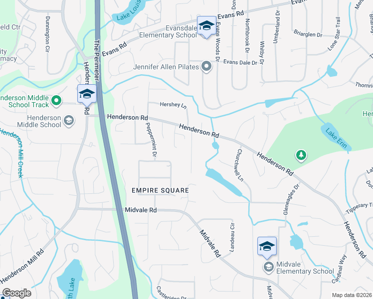 map of restaurants, bars, coffee shops, grocery stores, and more near 2690 Lake Road in Tucker