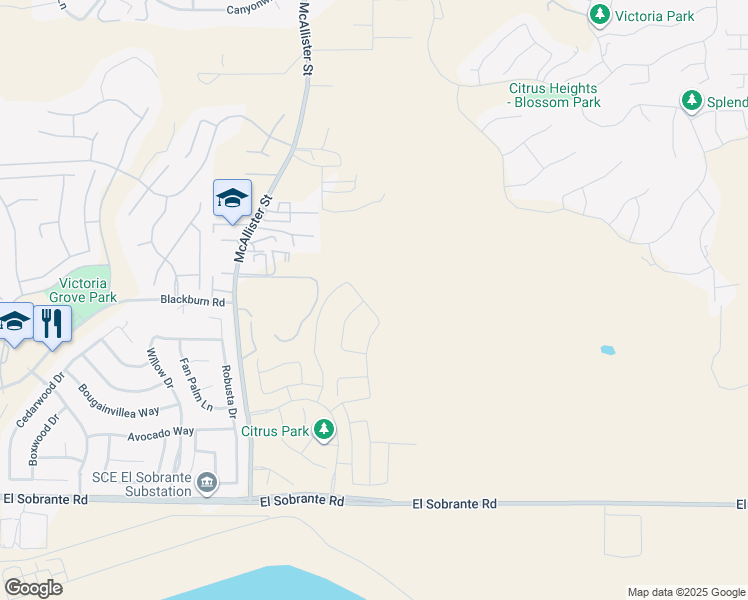 map of restaurants, bars, coffee shops, grocery stores, and more near 13006 Sonoma Valley Drive in Riverside