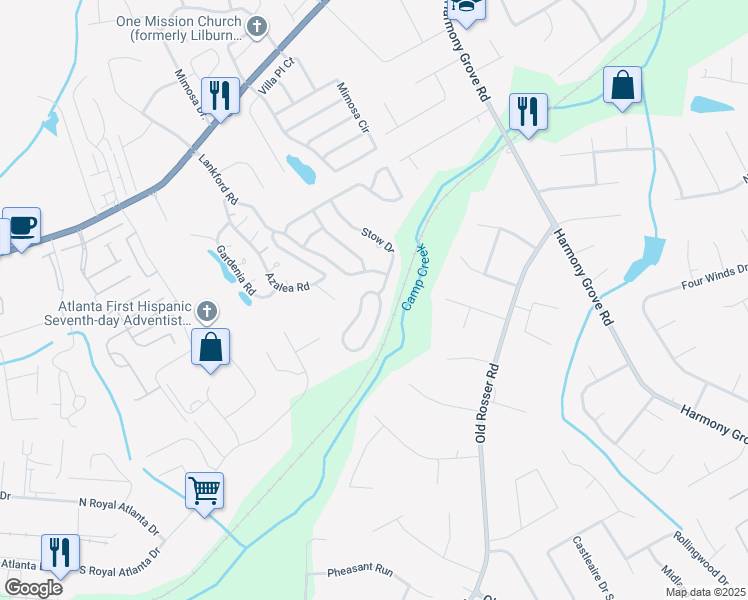 map of restaurants, bars, coffee shops, grocery stores, and more near 14 Kent Valley Circle in Tucker