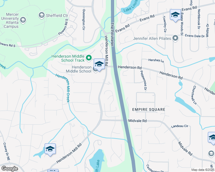 map of restaurants, bars, coffee shops, grocery stores, and more near 2643 Brickell Square in Atlanta