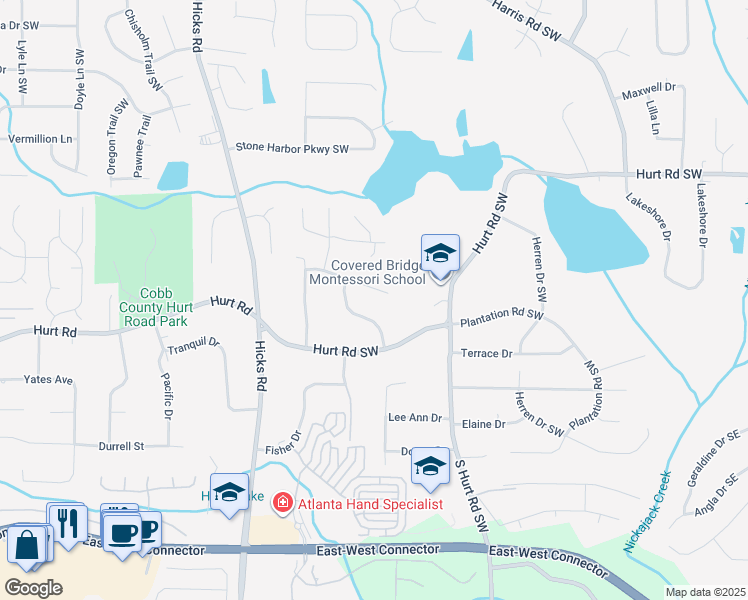 map of restaurants, bars, coffee shops, grocery stores, and more near 586 Montclair Drive in Smyrna