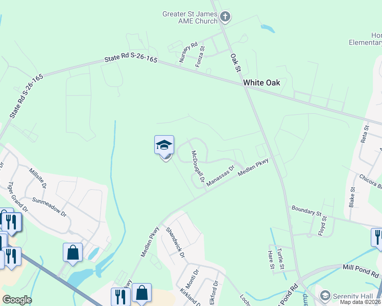 map of restaurants, bars, coffee shops, grocery stores, and more near 2813 McArthur Drive in Conway