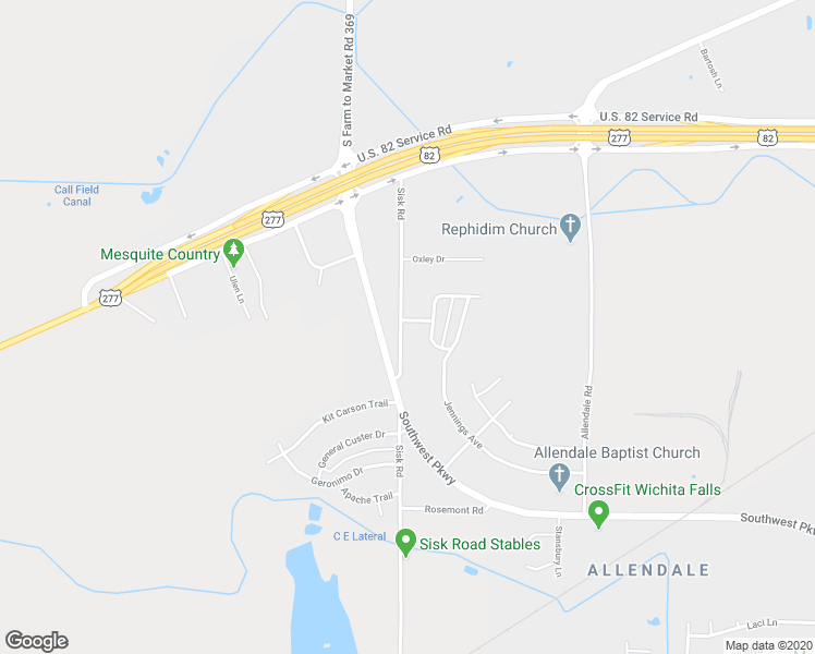 map of restaurants, bars, coffee shops, grocery stores, and more near 6709 Melrose Drive in Wichita Falls