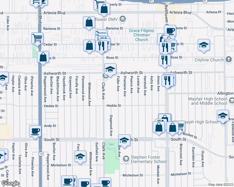 map of restaurants, bars, coffee shops, grocery stores, and more near 6049 Fidler Avenue in Lakewood