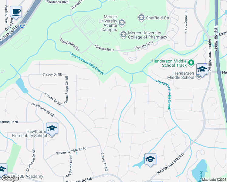 map of restaurants, bars, coffee shops, grocery stores, and more near 2792 Rangewood Drive Northeast in Atlanta