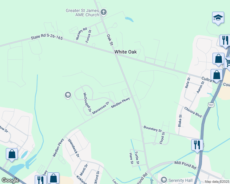 map of restaurants, bars, coffee shops, grocery stores, and more near 2716 Mercer Drive in Conway