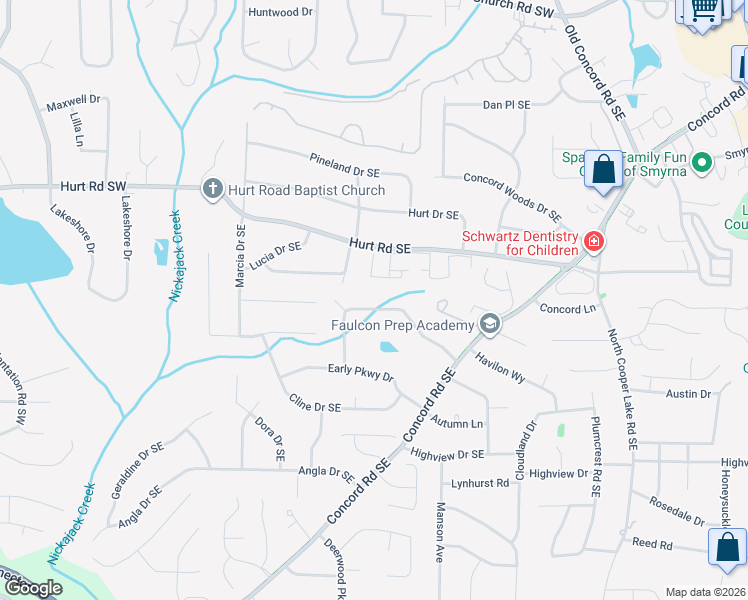 map of restaurants, bars, coffee shops, grocery stores, and more near 165 Oak Forest Drive in Smyrna
