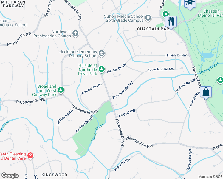 map of restaurants, bars, coffee shops, grocery stores, and more near 4015 Northside Drive Northwest in Atlanta