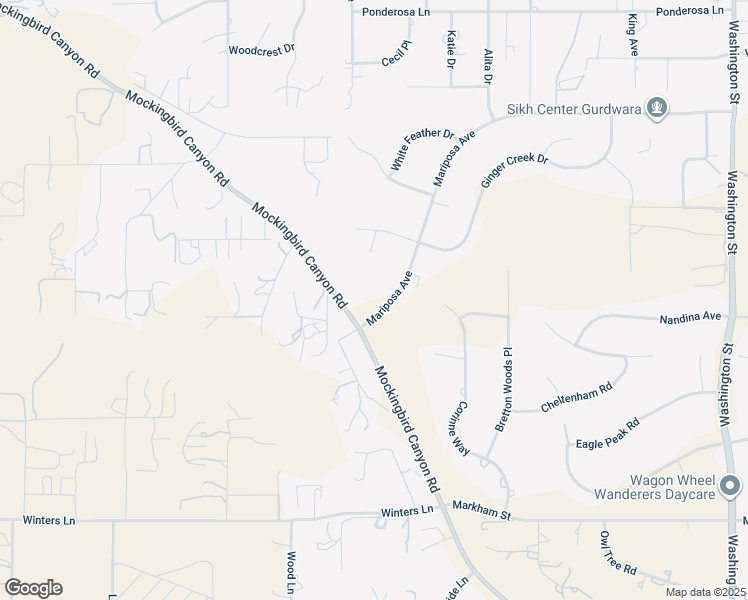 map of restaurants, bars, coffee shops, grocery stores, and more near 16094 Mariposa Avenue in Riverside