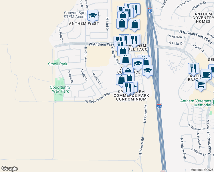 map of restaurants, bars, coffee shops, grocery stores, and more near 4436 West Cottontail Road in Phoenix