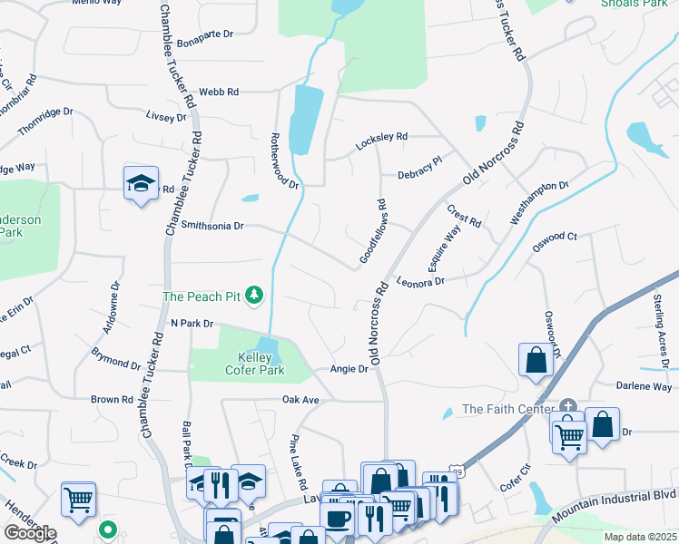 map of restaurants, bars, coffee shops, grocery stores, and more near 2687 Goodfellows Road in Tucker