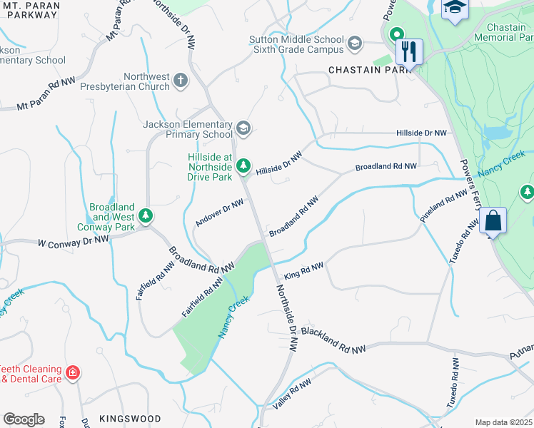 map of restaurants, bars, coffee shops, grocery stores, and more near 4015 Northside Drive Northwest in Atlanta