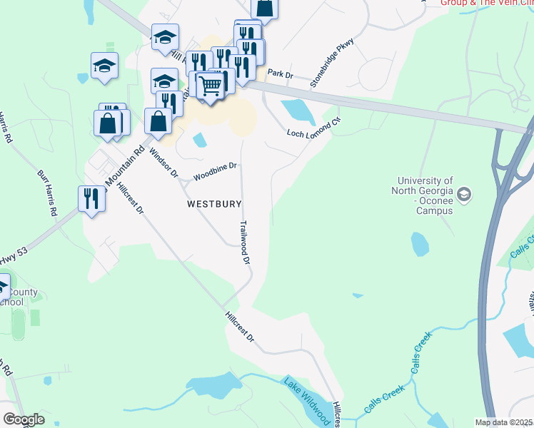 map of restaurants, bars, coffee shops, grocery stores, and more near 1221 Limmerick Drive in Watkinsville