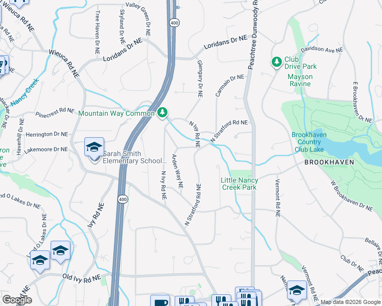 map of restaurants, bars, coffee shops, grocery stores, and more near 751 Mountain Drive Northeast in Atlanta