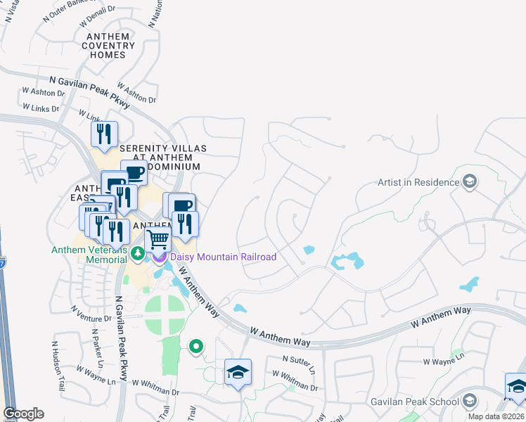 map of restaurants, bars, coffee shops, grocery stores, and more near 41922 North Anthem Springs Road in New River