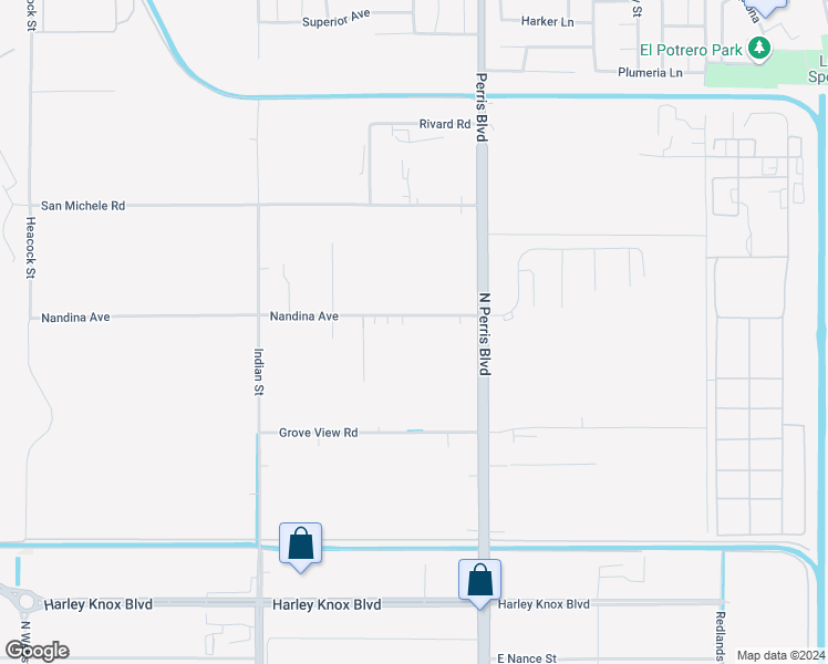 map of restaurants, bars, coffee shops, grocery stores, and more near 24773 Nandina Avenue in Moreno Valley