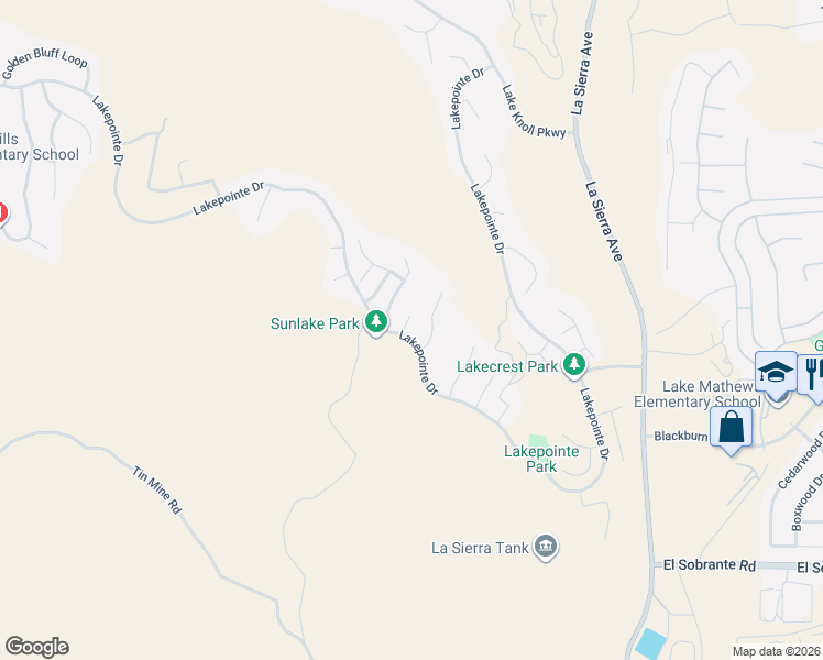 map of restaurants, bars, coffee shops, grocery stores, and more near 17474 Blue Water Court in Riverside