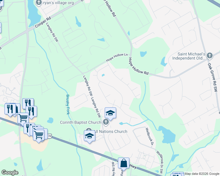 map of restaurants, bars, coffee shops, grocery stores, and more near 731 Stonebranch Drive in Loganville