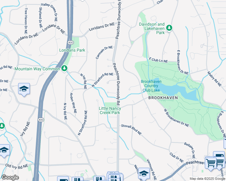 map of restaurants, bars, coffee shops, grocery stores, and more near 840 Camden Park Court in Atlanta
