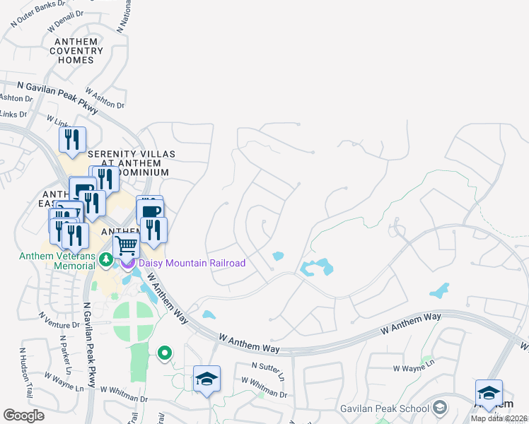 map of restaurants, bars, coffee shops, grocery stores, and more near 41927 West Golf Crest Court in New River