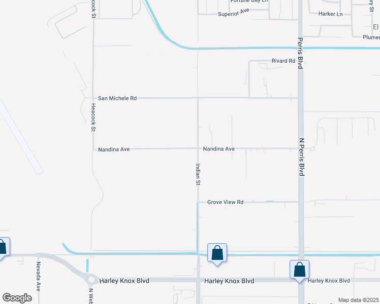 map of restaurants, bars, coffee shops, grocery stores, and more near 24417 Nandina Avenue in Moreno Valley
