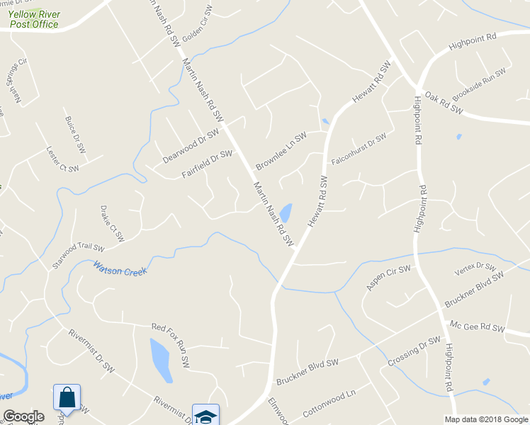 map of restaurants, bars, coffee shops, grocery stores, and more near 1493 Martin Nash Road Southwest in Lilburn