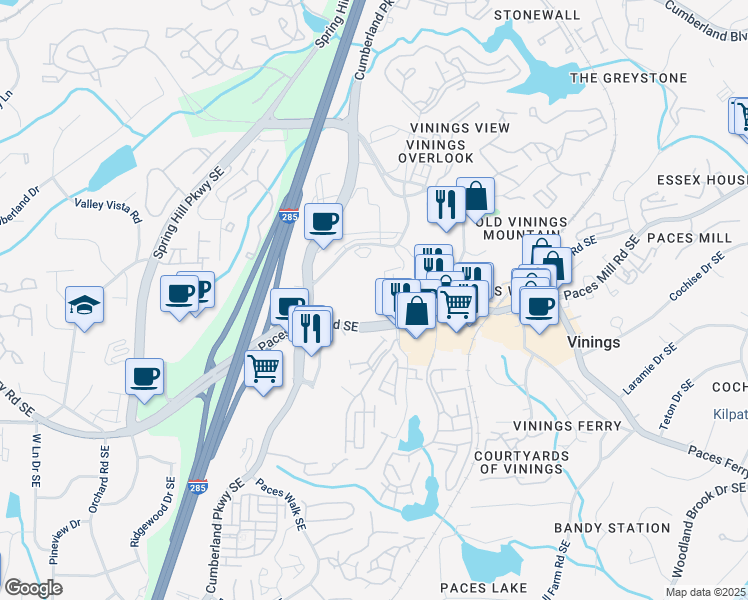 map of restaurants, bars, coffee shops, grocery stores, and more near in Auburn