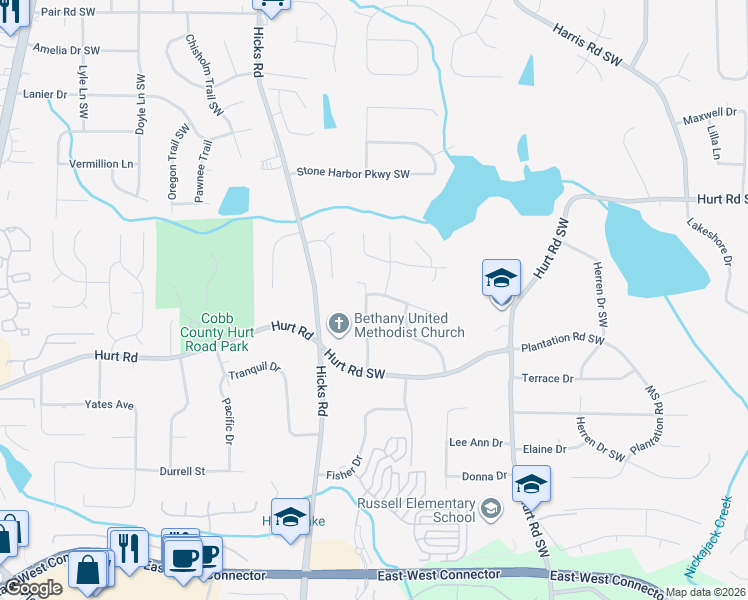 map of restaurants, bars, coffee shops, grocery stores, and more near 710 Montclair Drive in Smyrna