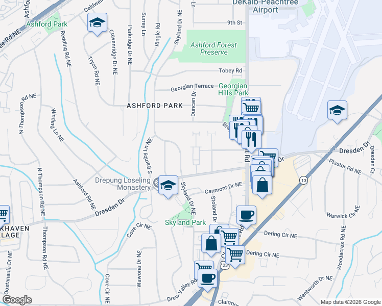 map of restaurants, bars, coffee shops, grocery stores, and more near 1836 Dorman Avenue Northeast in Atlanta