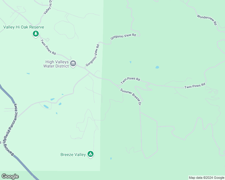 map of restaurants, bars, coffee shops, grocery stores, and more near 48085 Twin Pines Road in Banning