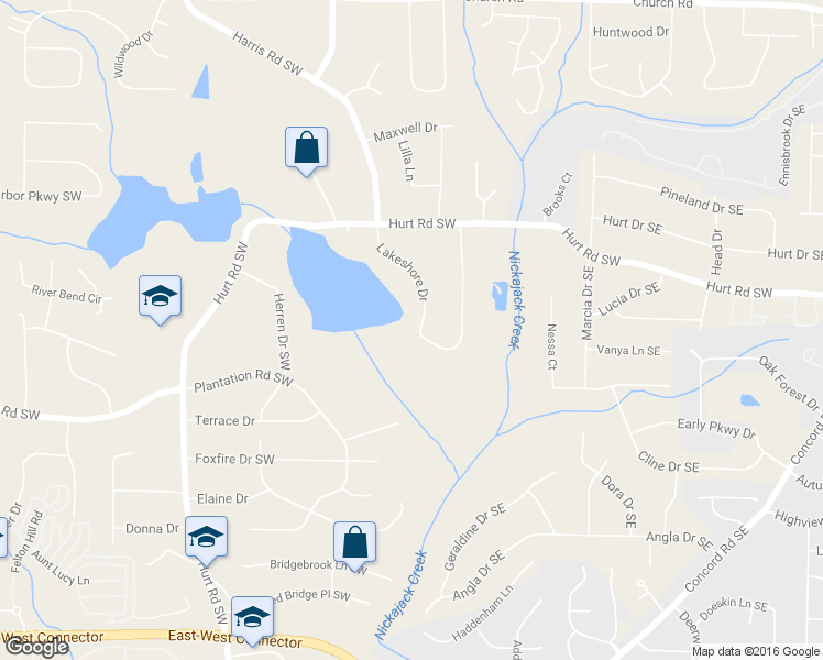 map of restaurants, bars, coffee shops, grocery stores, and more near 3613 Lakeshore Drive in Smyrna