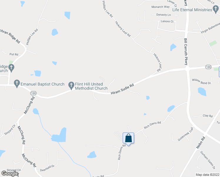 map of restaurants, bars, coffee shops, grocery stores, and more near 48 Temperence Way in Hiram