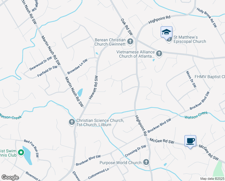 map of restaurants, bars, coffee shops, grocery stores, and more near 1548 Skuttle Cove Southwest in Snellville