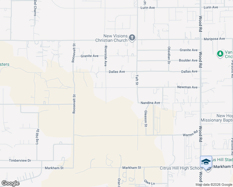 map of restaurants, bars, coffee shops, grocery stores, and more near 18335 Newman Avenue in Riverside
