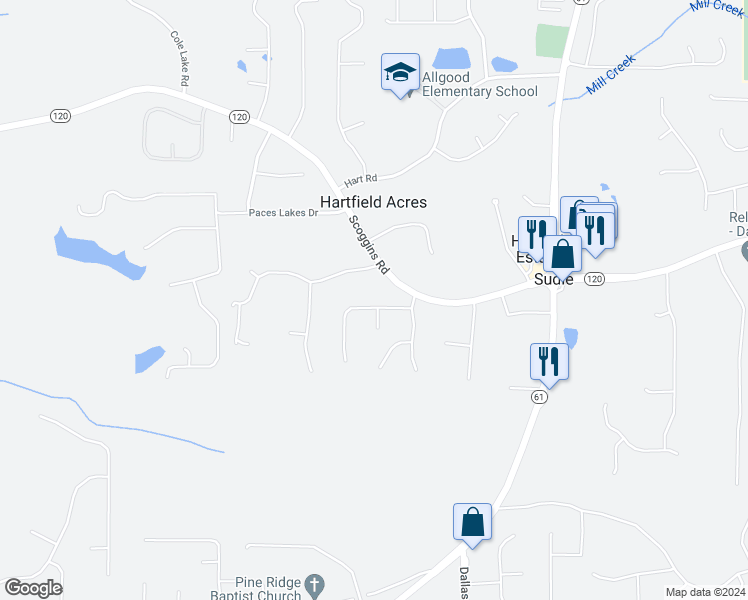 map of restaurants, bars, coffee shops, grocery stores, and more near 94 Molasses Lane in Dallas