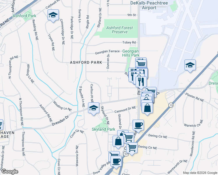 map of restaurants, bars, coffee shops, grocery stores, and more near 1836 Dorman Avenue Northeast in Atlanta