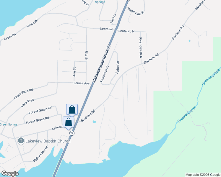 map of restaurants, bars, coffee shops, grocery stores, and more near 5988 Slasham Road in Gadsden