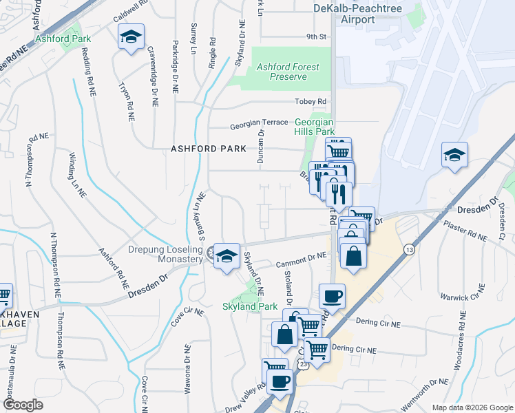 map of restaurants, bars, coffee shops, grocery stores, and more near 1836 Dorman Avenue Northeast in Atlanta