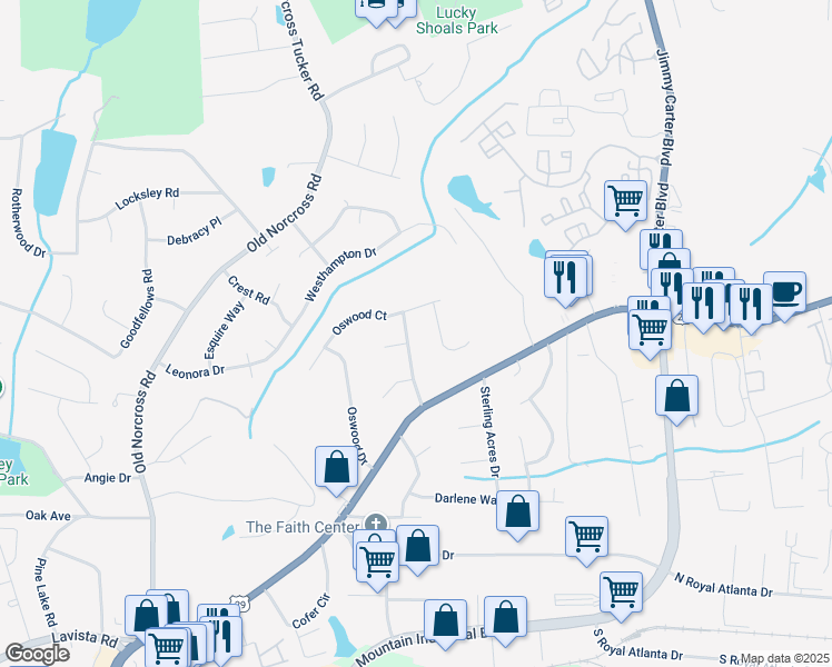 map of restaurants, bars, coffee shops, grocery stores, and more near 2729 Imperial Hills Drive in Tucker