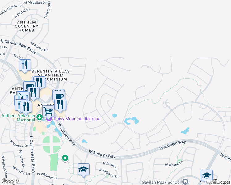 map of restaurants, bars, coffee shops, grocery stores, and more near 3103 West Ravina Lane in New River