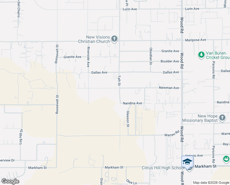 map of restaurants, bars, coffee shops, grocery stores, and more near 18437 Newman Avenue in Riverside