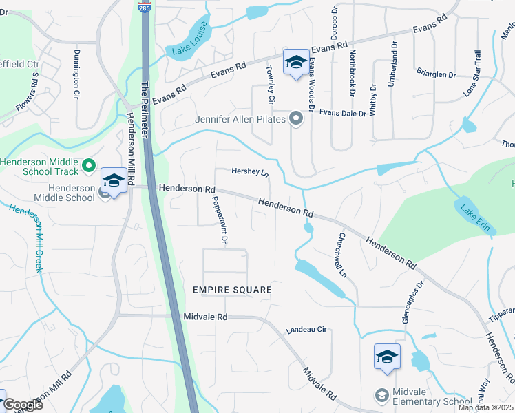 map of restaurants, bars, coffee shops, grocery stores, and more near 3558 Coldwater Canyon Court in Tucker