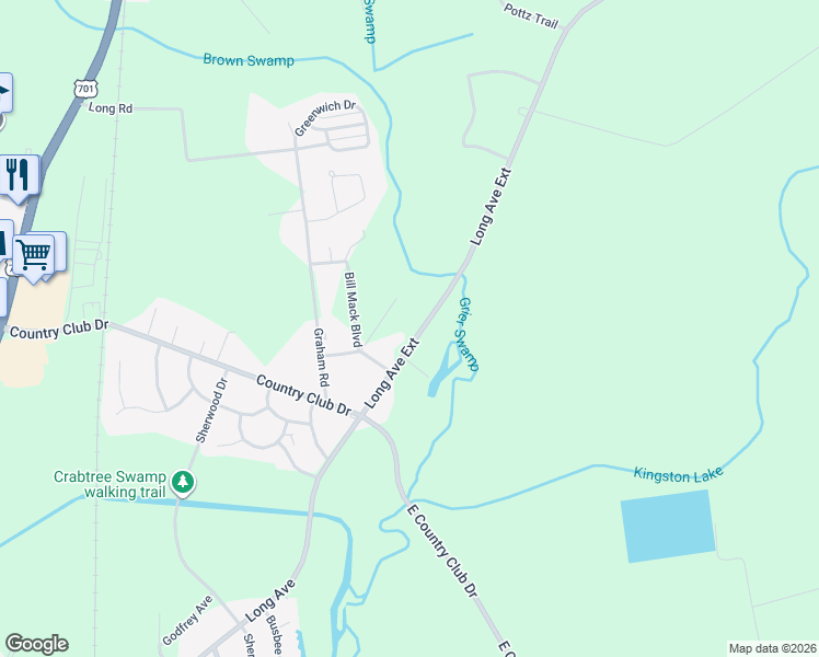 map of restaurants, bars, coffee shops, grocery stores, and more near 1581 Long Street in Conway