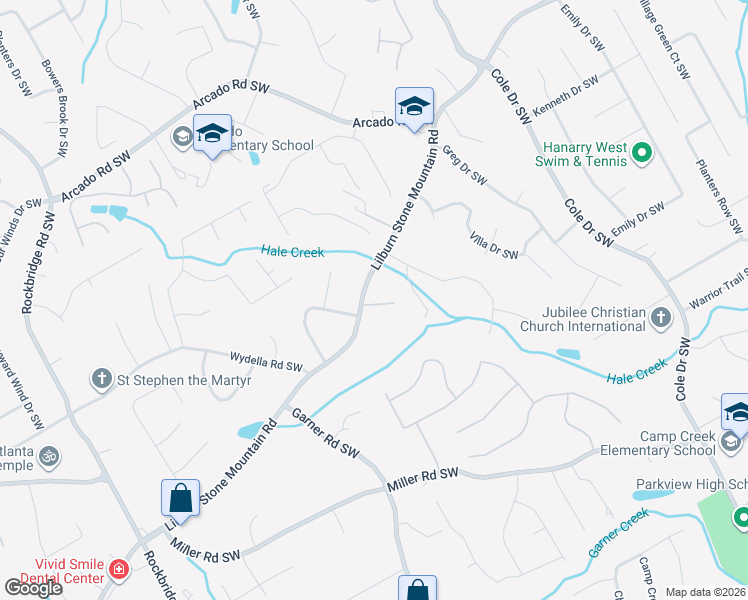 map of restaurants, bars, coffee shops, grocery stores, and more near 5022 Lilburn Stone Mountain Road in Lilburn