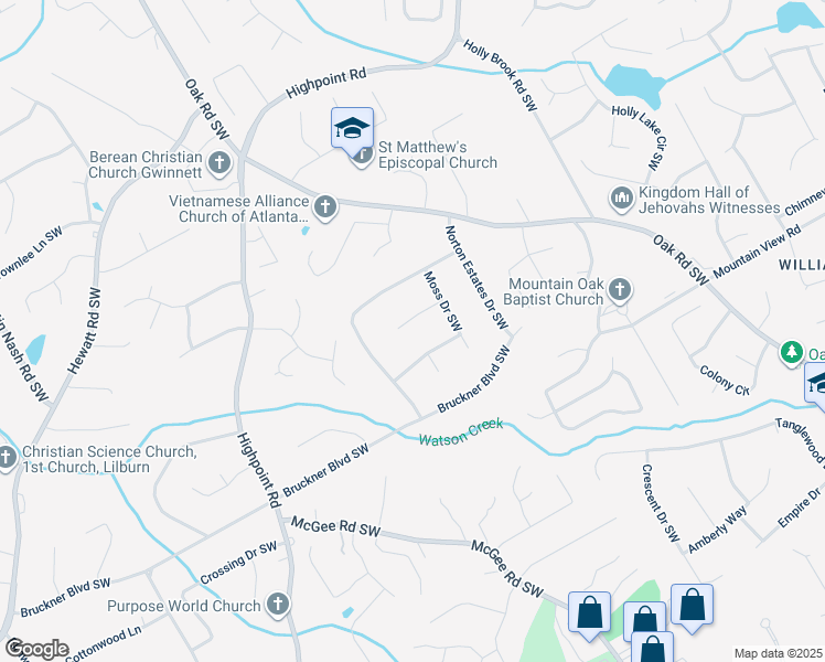 map of restaurants, bars, coffee shops, grocery stores, and more near 2936 Ripple Court Southwest in Snellville