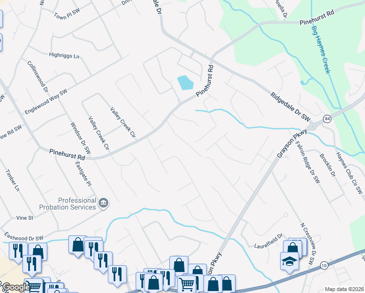 map of restaurants, bars, coffee shops, grocery stores, and more near 2335 Sycamore Dr in Snellville