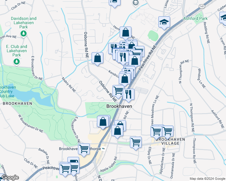 map of restaurants, bars, coffee shops, grocery stores, and more near 2729 Tallulah Drive Northeast in Atlanta