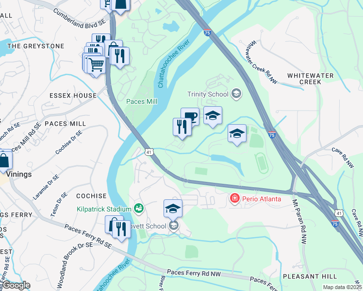 map of restaurants, bars, coffee shops, grocery stores, and more near 4403 Northside Parkway Northwest in Atlanta