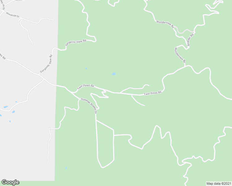 map of restaurants, bars, coffee shops, grocery stores, and more near Twin Pines Road in Riverside County